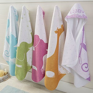 Personalized Hooded Towels - Baby Zoo Animals