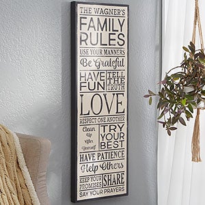 Family Rules Personalized Canvas Print - 8x24