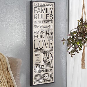 Vermelden marge marge Family Rules Personalized Canvas Print - 12x36