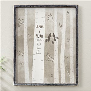 Birch Tree Love Birds Custom Blackwashed Wood Wall Art - 14x18