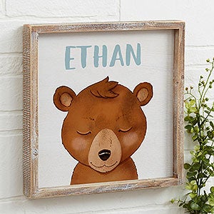 Woodland Bear 12x12 Personalized Barnwood Frame Wall Art