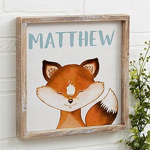 Woodland Fox 12x12 Personalized Barnwood Frame Wall Art
