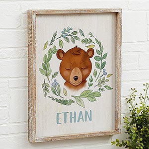 Woodland Bear 14x18 Personalized Barnwood Frame Wall Art