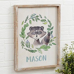 Woodland Raccoon 14x18 Personalized Barnwood Frame Wall Art