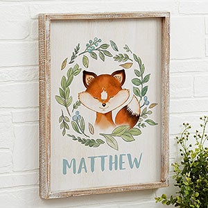 Woodland Fox 14x18 Personalized Barnwood Frame Wall Art