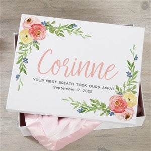 Floral Baby Girl Personalized Keepsake Memory Box - 8x10