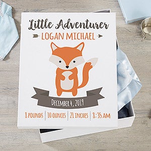 Woodland Adventure Fox Personalized Baby Keepsake Box