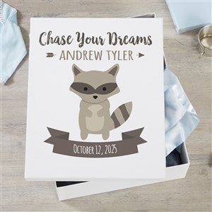 Woodland Adventure Raccoon Personalized Baby Keepsake Box