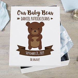 Woodland Adventure Bear Personalized Baby Keepsake Box