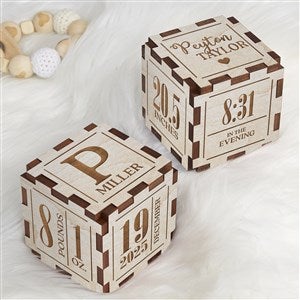 New Baby Personalized Whitewashed Wood Keepsake Block