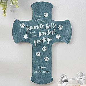Paw Prints On My Heart Personalized 9.5-inch Wall Cross