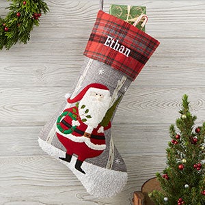 Personalized Santa Plaid Christmas Stocking - #20996