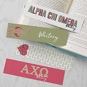 0 Alpha Chi Omega Personalized Bookmarks - Set of 4
