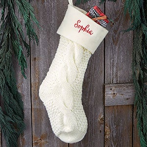 Personalized Ivory Cozy Cable Knit Christmas Stocking - Unique Christmas Gifts & Décor