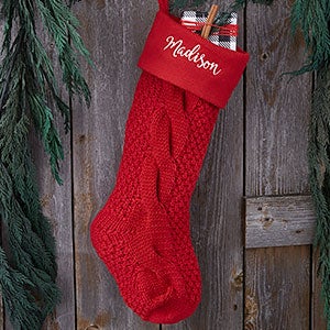 Personalized Red Cozy Cable Knit Christmas Stocking - #21010-R