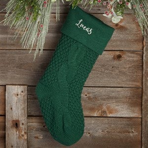 Personalized Emerald Cozy Cable Knit Christmas Stocking