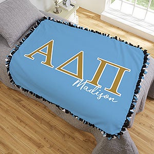 0 Alpha Delta Pi Personalized Greek Letter 50x60 Tie Blanket