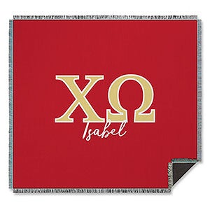 0 Chi Omega Personalized Greek Letter Woven Throw