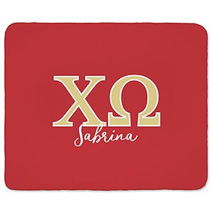 0 Chi Omega Personalized Greek Letter 60x80 Sherpa Blanket