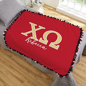 0 Chi Omega Personalized Greek Letter 50x60 Tie Blanket