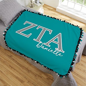 0 Zeta Tau Alpha Personalized Greek Letter 50x60 Tie Blanket