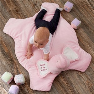 Embroidered Jumbo Plush Pink Elephant Play Mat