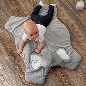 Embroidered Jumbo Plush Grey Elephant Play Mat
