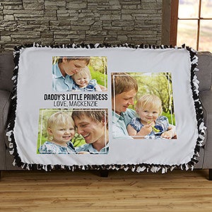 Three Photo Collage Personalized 50x60 Tie Blanket For Him