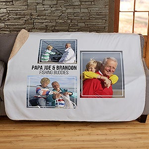 Three Photo Collage Personalized 50x60 Sherpa Blanket For Him