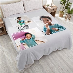 3 Photo Collage Personalized 90x90 Plush Queen Fleece Blanket For Him
