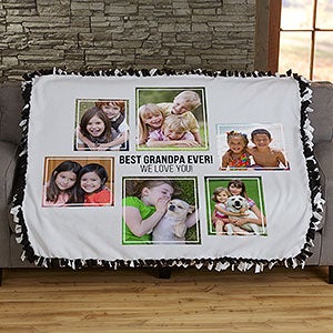 Six Photo Collage Personalized 50x60 Tie Blanket For Him