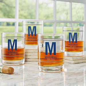 Monogram & Name Personalized Whiskey Glasses