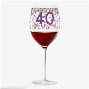 Personalized Confetti Cheers Birthday Wine Glass - #21157-R