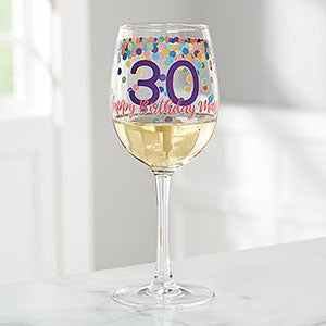 Confetti Cheers Personalized Birthday White Wine Glass