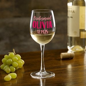 My Bridal Party Personalized Wedding White Wine Glass
