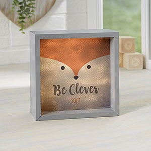 Woodland Adventure Fox 6x6 Personalized Grey LED Shadow Box