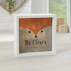Woodland Adventure Fox 6x6 Personalized Ivory LED Shadow Box