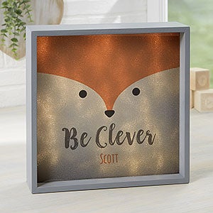 Woodland Adventure Fox 10x10 Personalized Grey LED Shadow Box