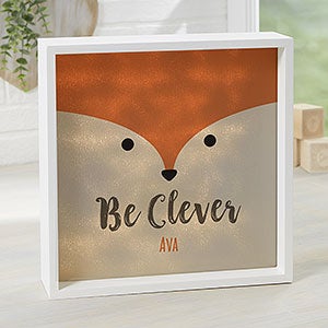 Woodland Adventure Fox 10x10 Personalized Ivory LED Shadow Box