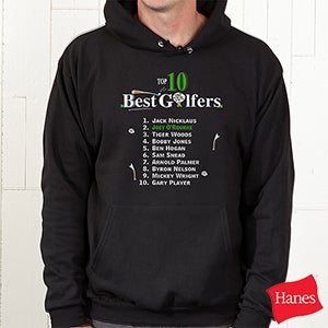 Top 10 Golfers Personalized Black Adult Hooded Sweatshirt