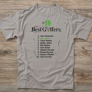 Top 10 Golfers Personalized Hanes Adult ComfortWash T-Shirt