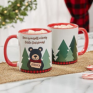 Holiday Bear Personalized Red Christmas Mug