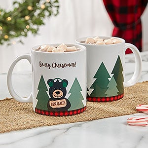 Holiday Bear Personalized White Christmas Mug