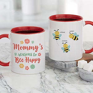 Bee Happy Personalized Red Coffee Mug