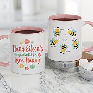 Bee Happy Personalized Pink Coffee Mug