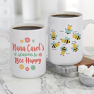 Bee Happy Personalized Large Coffee Mug