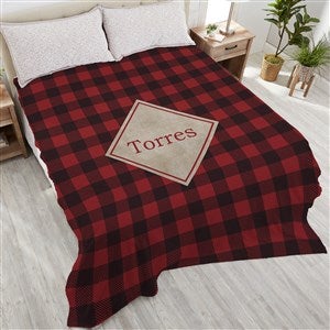 Cozy Cabin Personalized Buffalo Check 90x108 Plush King Fleece Blanket
