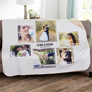 Wedding 6 Photo Collage 50x60 Sherpa Blanket