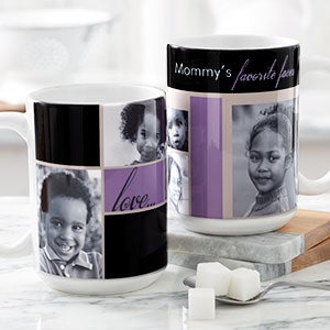 Mom's Favorite Faces 15oz Black Photo Coffee Mug