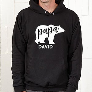 Personalized Papa Bear Hooded Sweatshirt - Adult Large - Black